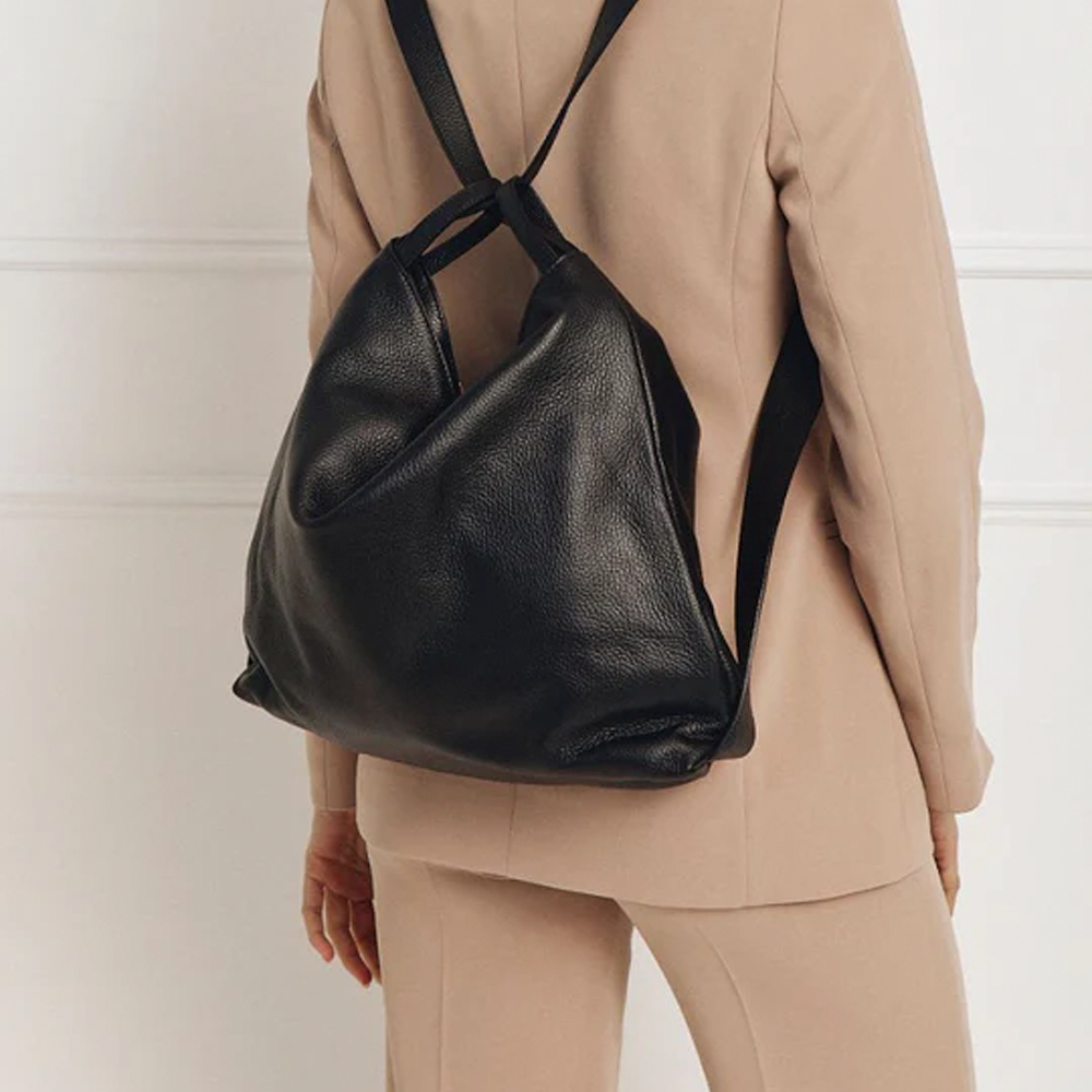 Hobo Bag Black Leather Convertible Backpack Leather Hobo